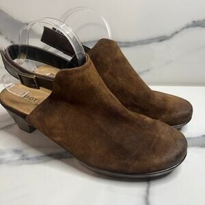 Naot Women's Brown Suede Hook Loop Comfort Boho Clogs Mules Sz 41 Sz 10-10.5
